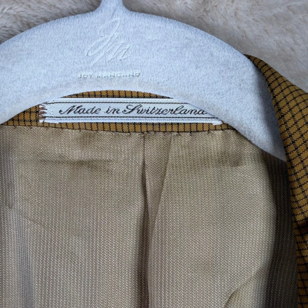 Ermenegildo Zegna Soft 100% Silk Blazer Sport Coat Micro Check Mens 38R‎ Italy